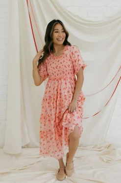 Dongguan Huoyoung Apparel Co Forever Yours Dress-Peach Multi Pink Fashion