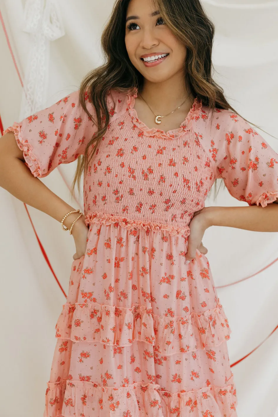 Dongguan Huoyoung Apparel Co Forever Yours Dress-Peach Multi Pink Fashion