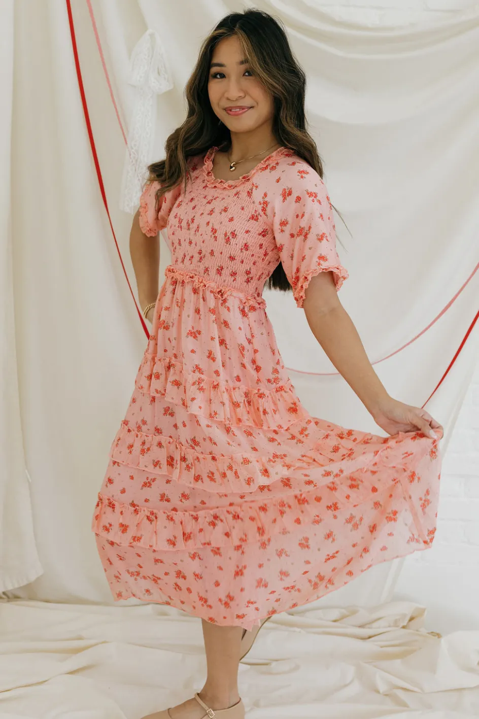 Dongguan Huoyoung Apparel Co Forever Yours Dress-Peach Multi Pink Fashion