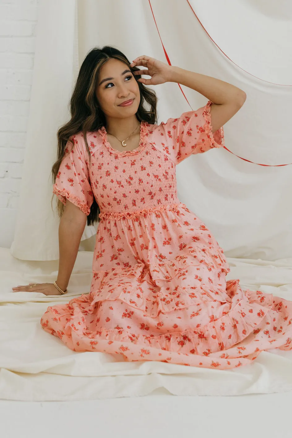Dongguan Huoyoung Apparel Co Forever Yours Dress-Peach Multi Pink Fashion