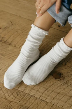 Ali Express Frill Trim Socks Taupe/Black/Ivory New