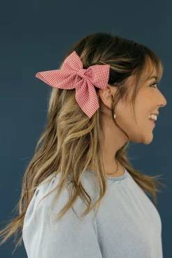 Ali Express Gingham Hair Bow Black/Red New