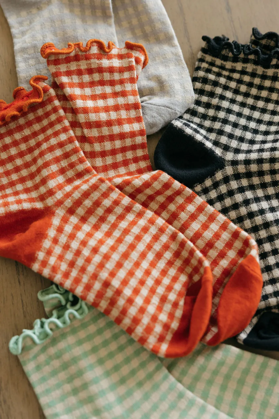 Ali Express Gingham Socks Rust/Green/SlateBlue/Grey/Black Fashion