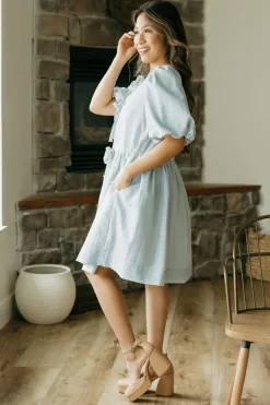 Vine & Love Gisele Dress-Light Blue Clearance