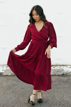 In February Harlen Dress-Burgundy Red Best
