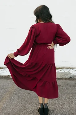 In February Harlen Dress-Burgundy Red Best