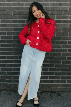 Aaron & Amber Harper Cardigan- Red Online