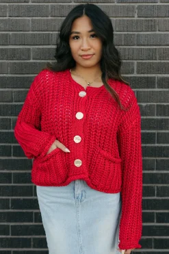 Aaron & Amber Harper Cardigan- Red Online