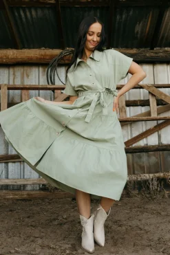 Polagram Harrison Dress-Light Olive Green Online