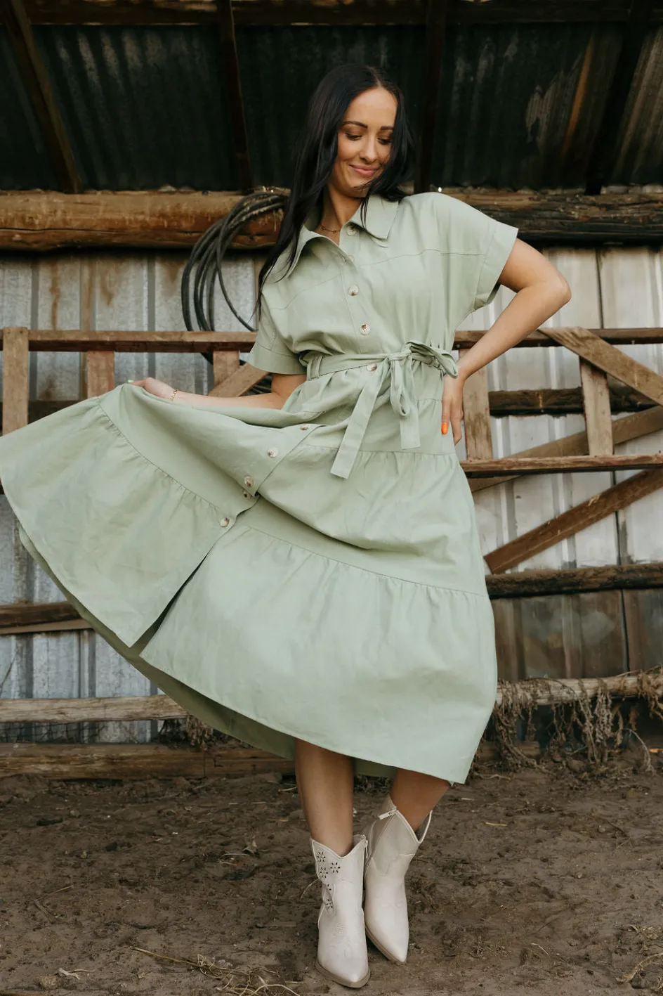 Polagram Harrison Dress-Light Olive Green Online