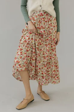 Polagram Haven Skirt-Ivory Multi Neutral Clearance