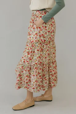 Polagram Haven Skirt-Ivory Multi Neutral Clearance