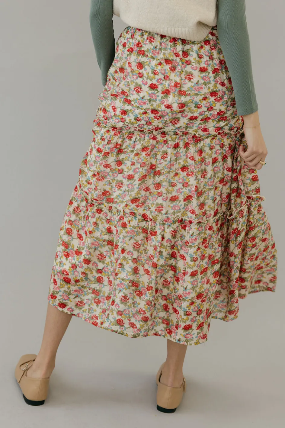 Polagram Haven Skirt-Ivory Multi Neutral Clearance