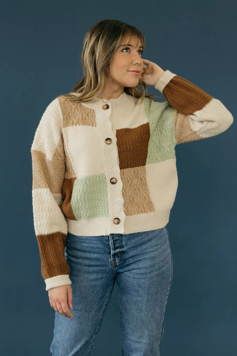 Very J Hazel Cardigan-Oatmeal Neutral Online