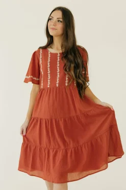 Tea N Rose Jillie Dress-Brick Red Best
