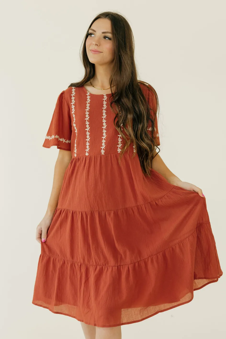Tea N Rose Jillie Dress-Brick Red Best