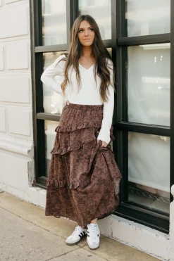 Polagram Jonesy Skirt-Mahogany Multi Brown Sale