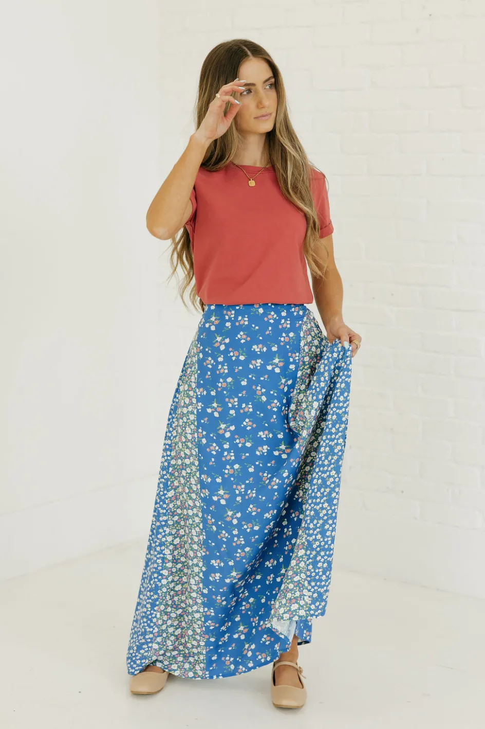 Aemi & Co. Jude Skirt-Cobalt Floral Fashion