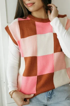 &Merci Judie Sweater Vest- Multi Pink Best