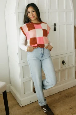 &Merci Judie Sweater Vest- Multi Pink Best