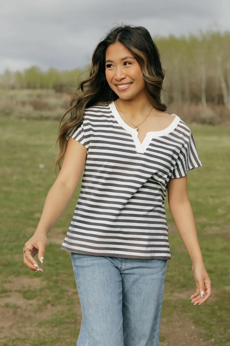 Dongguan Huoyoung Apparel Co Kaley Top-Ivory/ Grey Sale