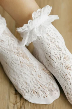 Ali Express Lace Ruffle Socks- White Hot