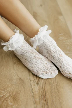 Ali Express Lace Ruffle Socks- White Hot