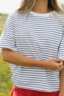 Dongguan Huoyoung Apparel Co Lauren Tee-Ivory/Blue White Outlet