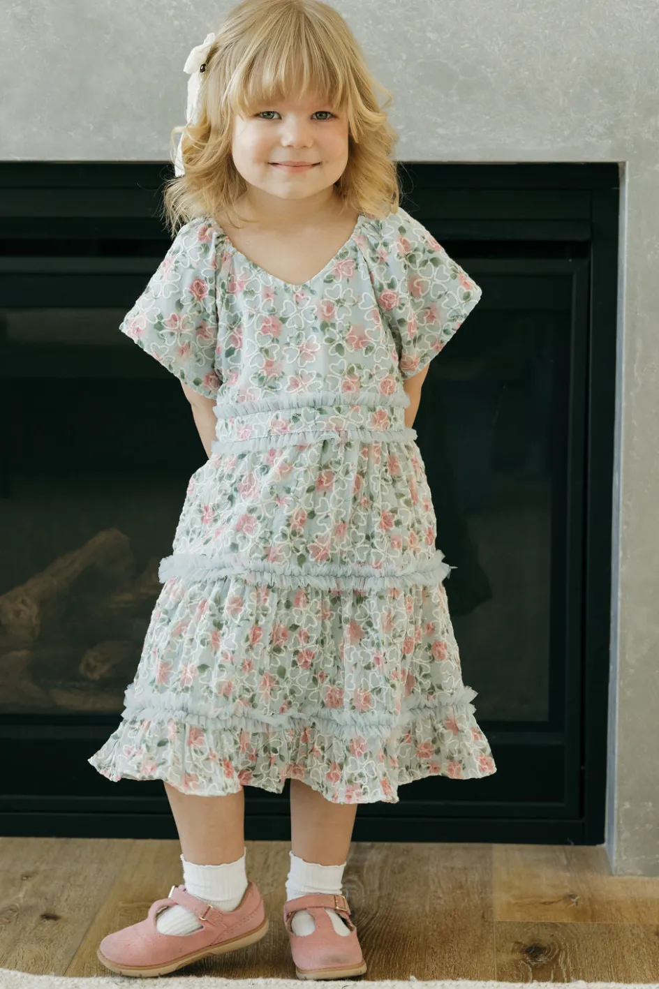 Dongguan Huoyoung Apparel Co Little Girl's Daphne Dress- Floral Blue Sale
