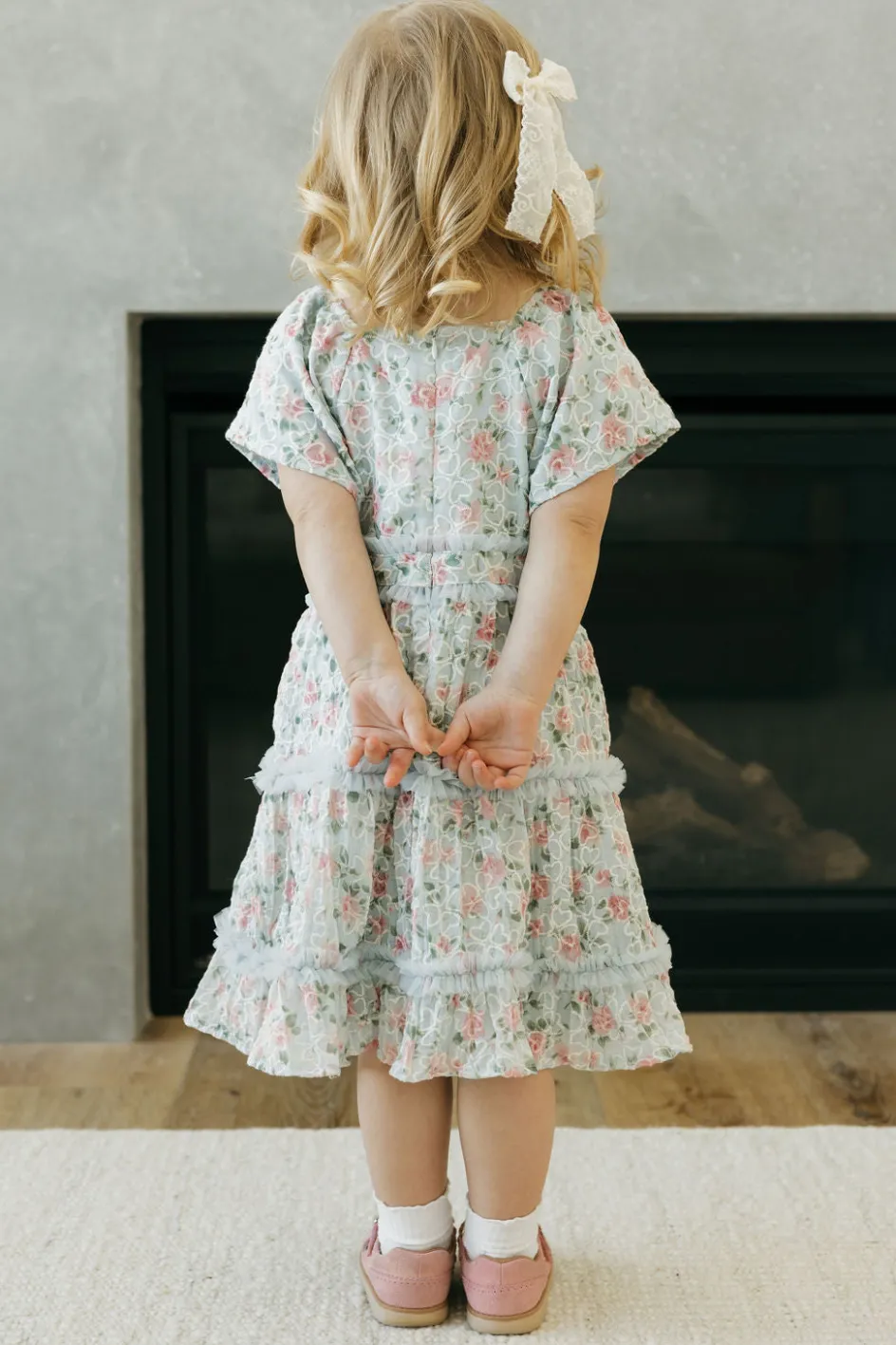 Dongguan Huoyoung Apparel Co Little Girl's Daphne Dress- Floral Blue Sale