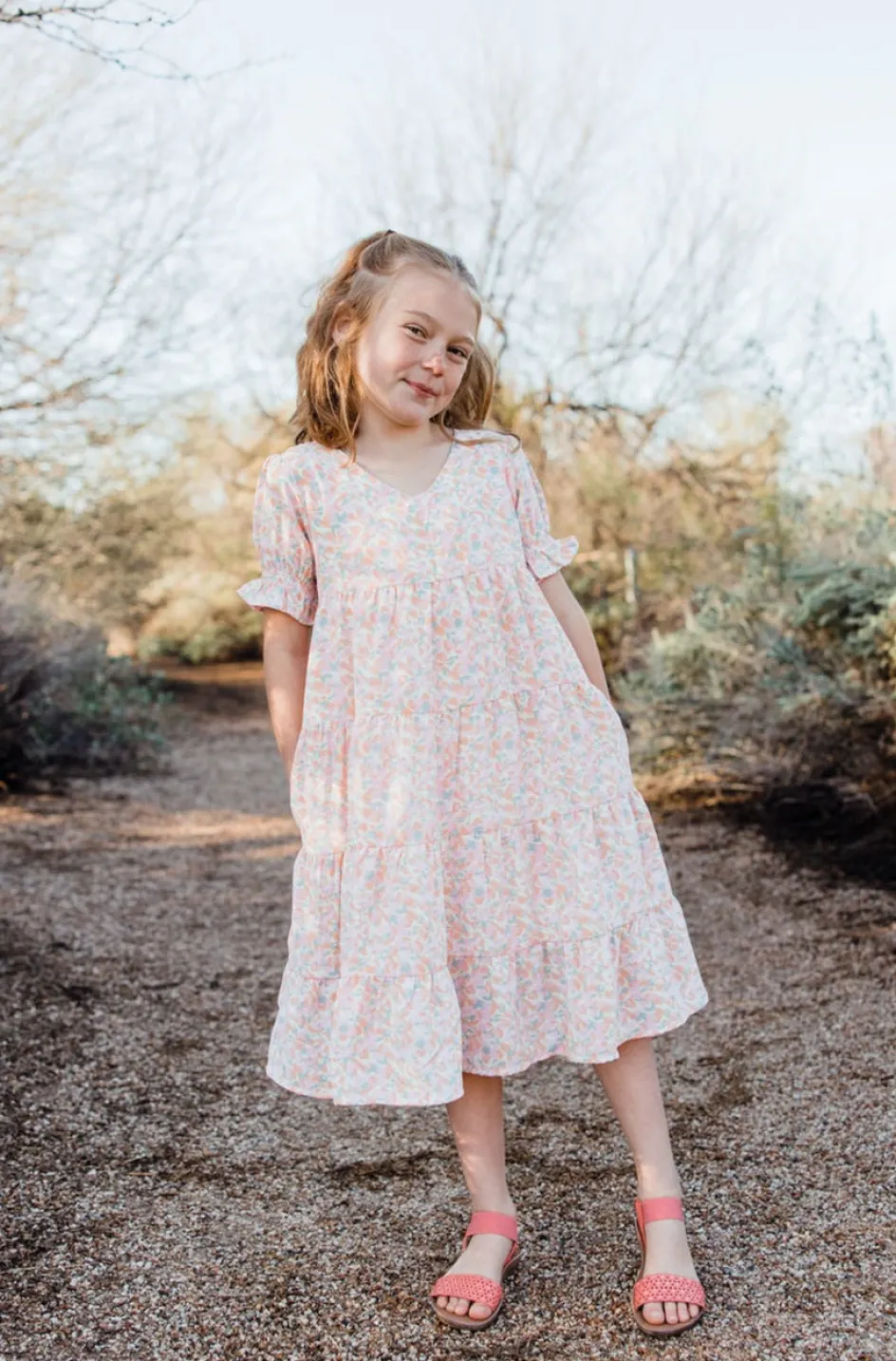 Love Olive Co Little Girl's Linden Dress-Lt. Pink Multi Discount