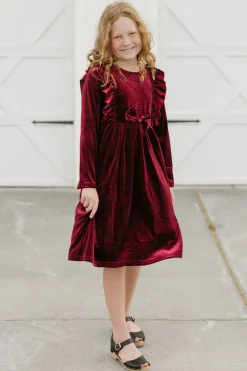 Oopsie Daisy Little Girl's Noelle Dress-Wine Red Clearance