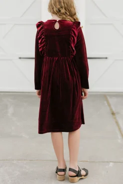 Oopsie Daisy Little Girl's Noelle Dress-Wine Red Clearance