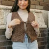 Polagram Lorretta Vest- Floral Brown New