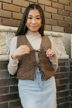 Polagram Lorretta Vest- Floral Brown New