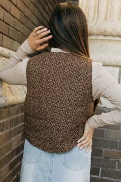 Polagram Lorretta Vest- Floral Brown New