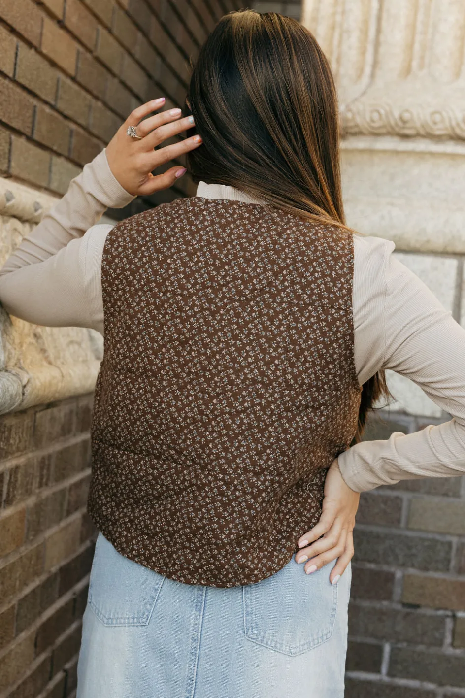 Polagram Lorretta Vest- Floral Brown New