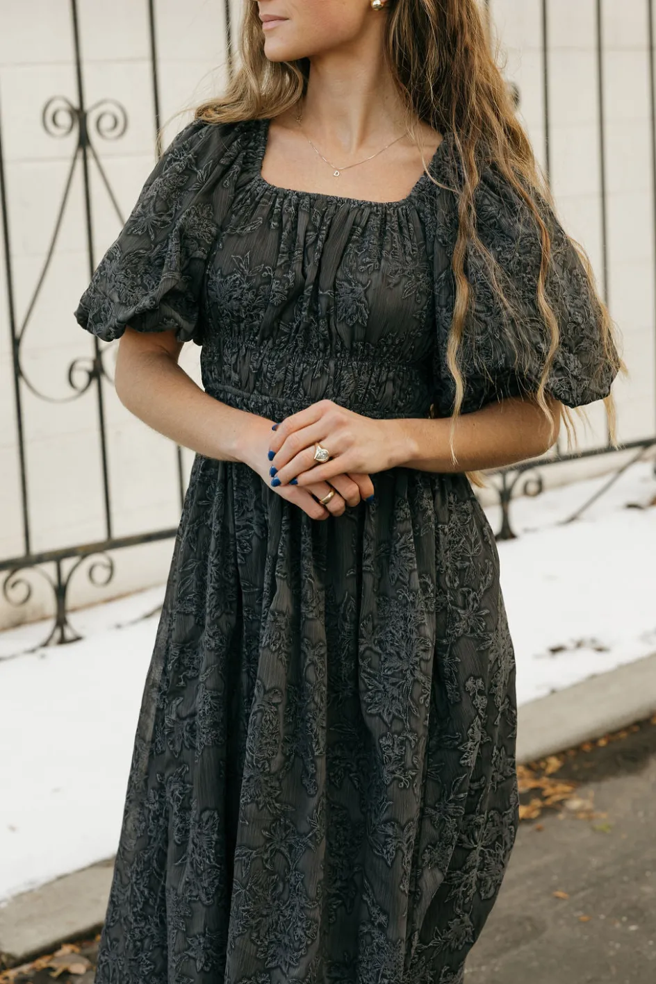 Polagram Lyla Dress-Charcoal Grey Clearance