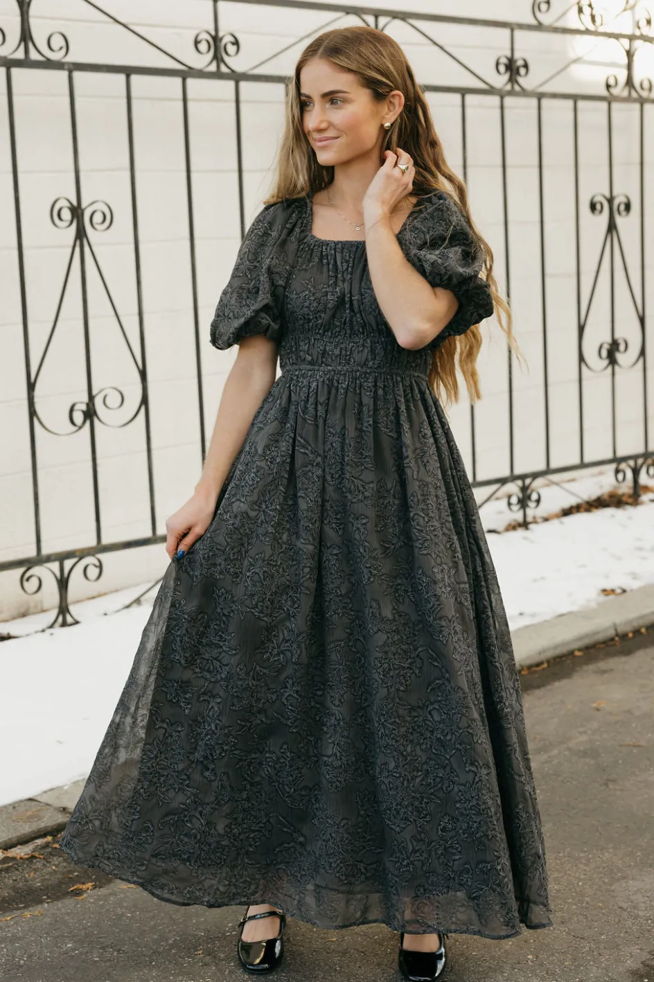 Polagram Lyla Dress-Charcoal Grey Clearance