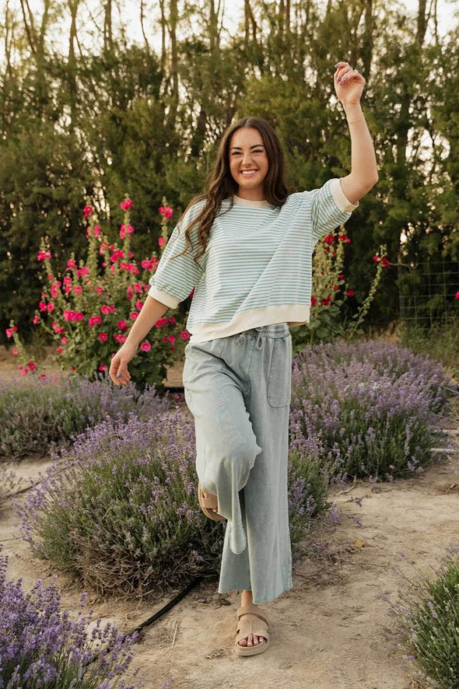 Easel Maren Pants-Faded Teal Green Fashion