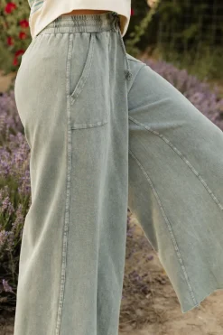 Easel Maren Pants-Faded Teal Green Fashion