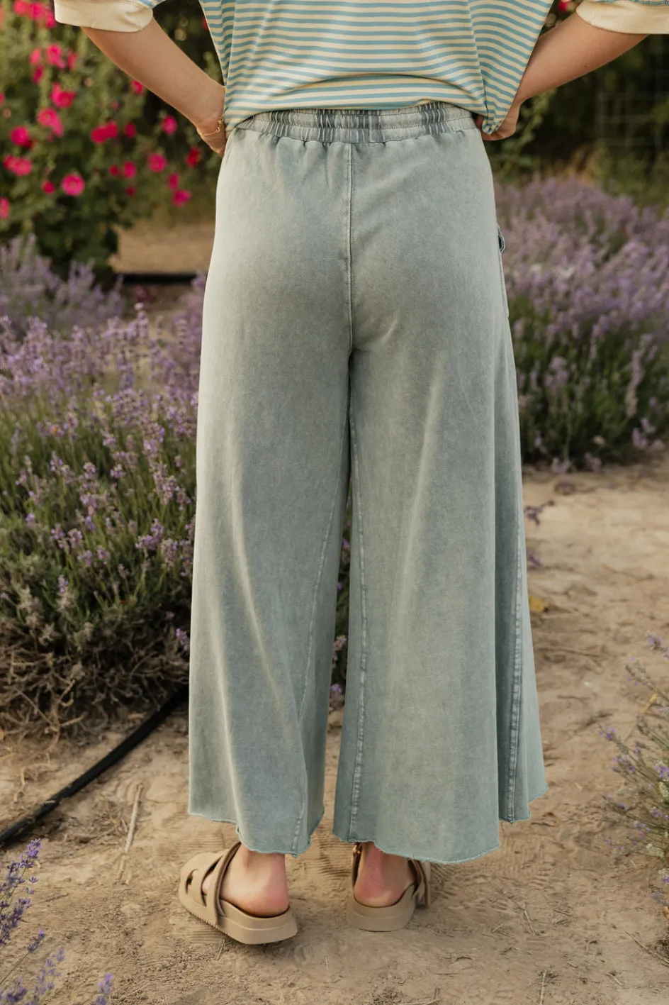 Easel Maren Pants-Faded Teal Green Fashion