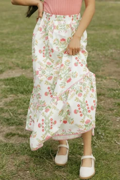 Peach Love California Mariella Skirt-Ivory/ Pink Outlet