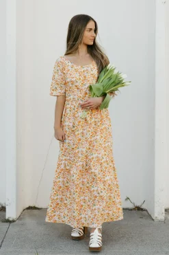 Leia&co Mariposa Dress- Floral Orange Online