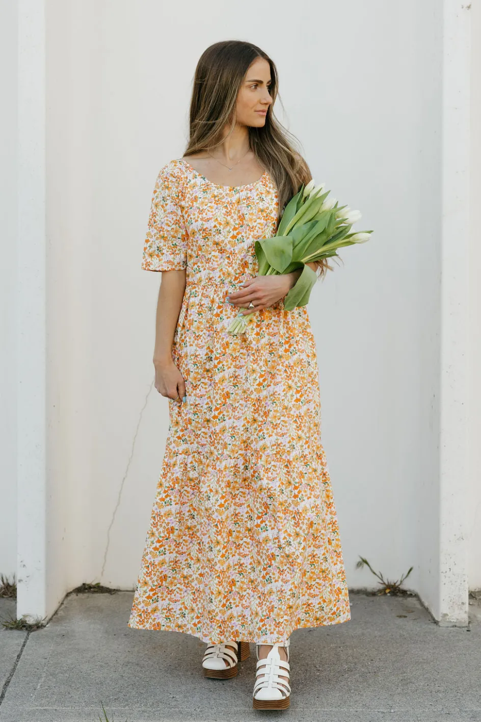 Leia&co Mariposa Dress- Floral Orange Online