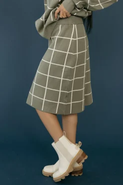 Tea N Rose Marley Skirt-Light Olive Green Sale
