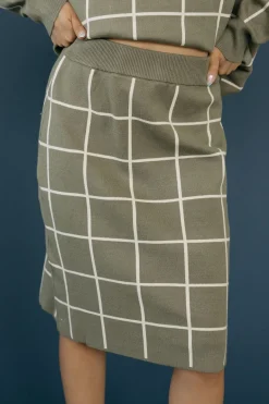 Tea N Rose Marley Skirt-Light Olive Green Sale