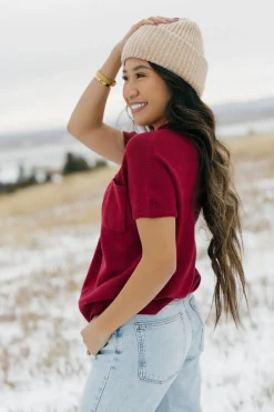 Dongguan Huoyoung Apparel Co Mason Top-Berry Red Sale