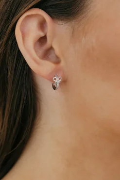 Ali Express Mini Bow Hoop Earrings- Silver Clearance