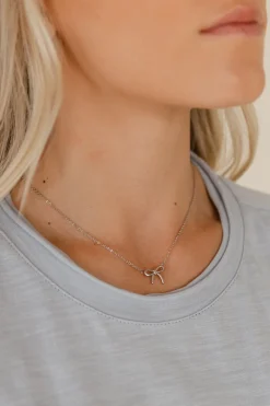 Ali Express Mini Bow Necklace-Silver Fashion